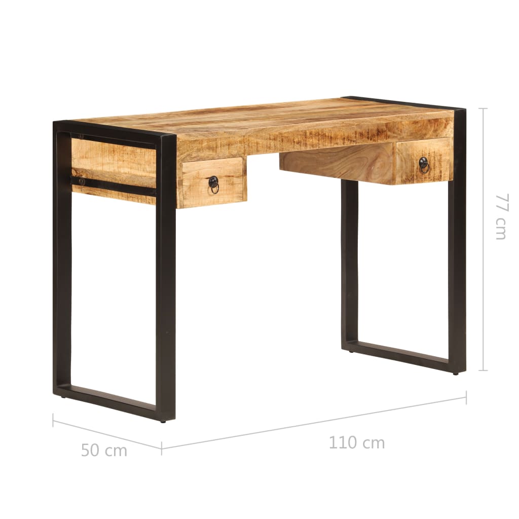 Bureau avec 2 tiroirs 110x50x77 cm Bois solide de manguier