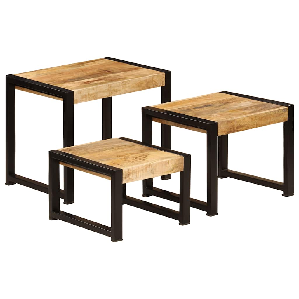 Tables gigognes 3 pcs Bois solide de manguier - XIOS
