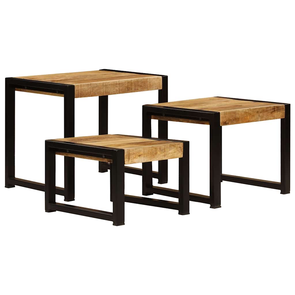 Tables gigognes 3 pcs Bois solide de manguier - XIOS