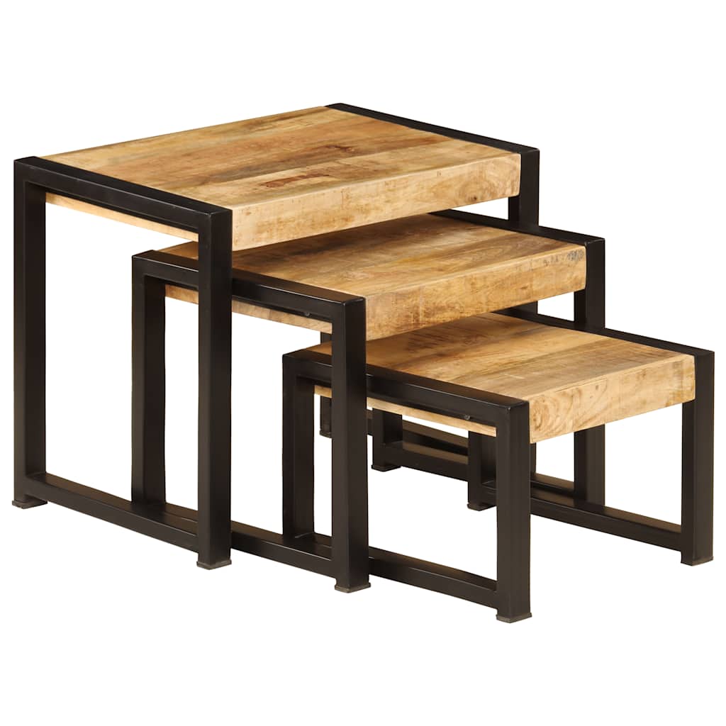 Tables gigognes 3 pcs Bois solide de manguier - XIOS