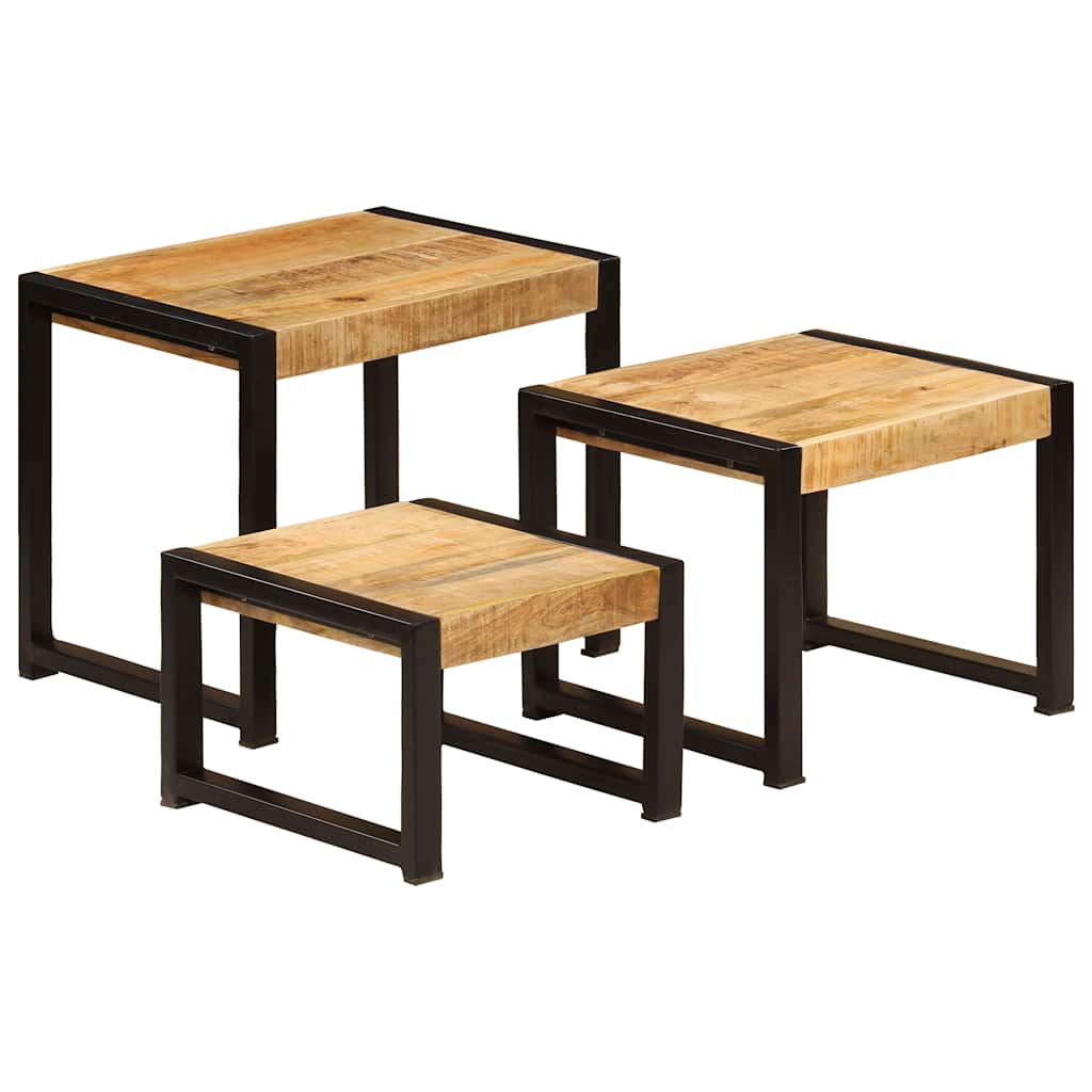 Tables gigognes 3 pcs Bois solide de manguier - XIOS