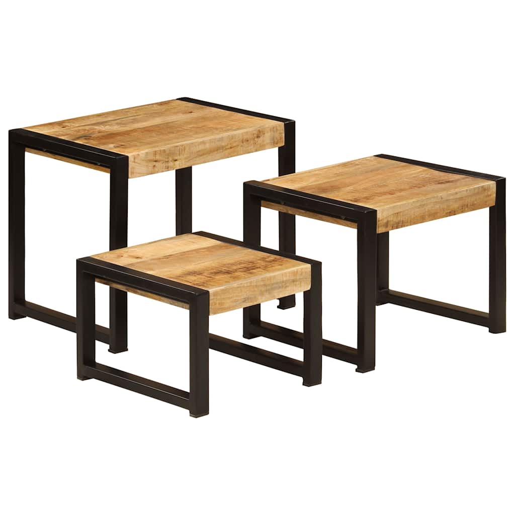 Tables gigognes 3 pcs Bois solide de manguier - XIOS