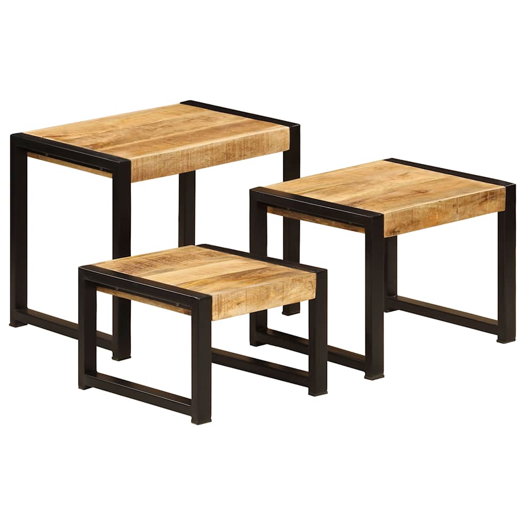 Tables gigognes 3 pcs Bois solide de manguier - XIOS