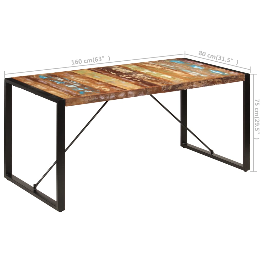 Table à manger 160x80x75 cm Bois de récupération massif