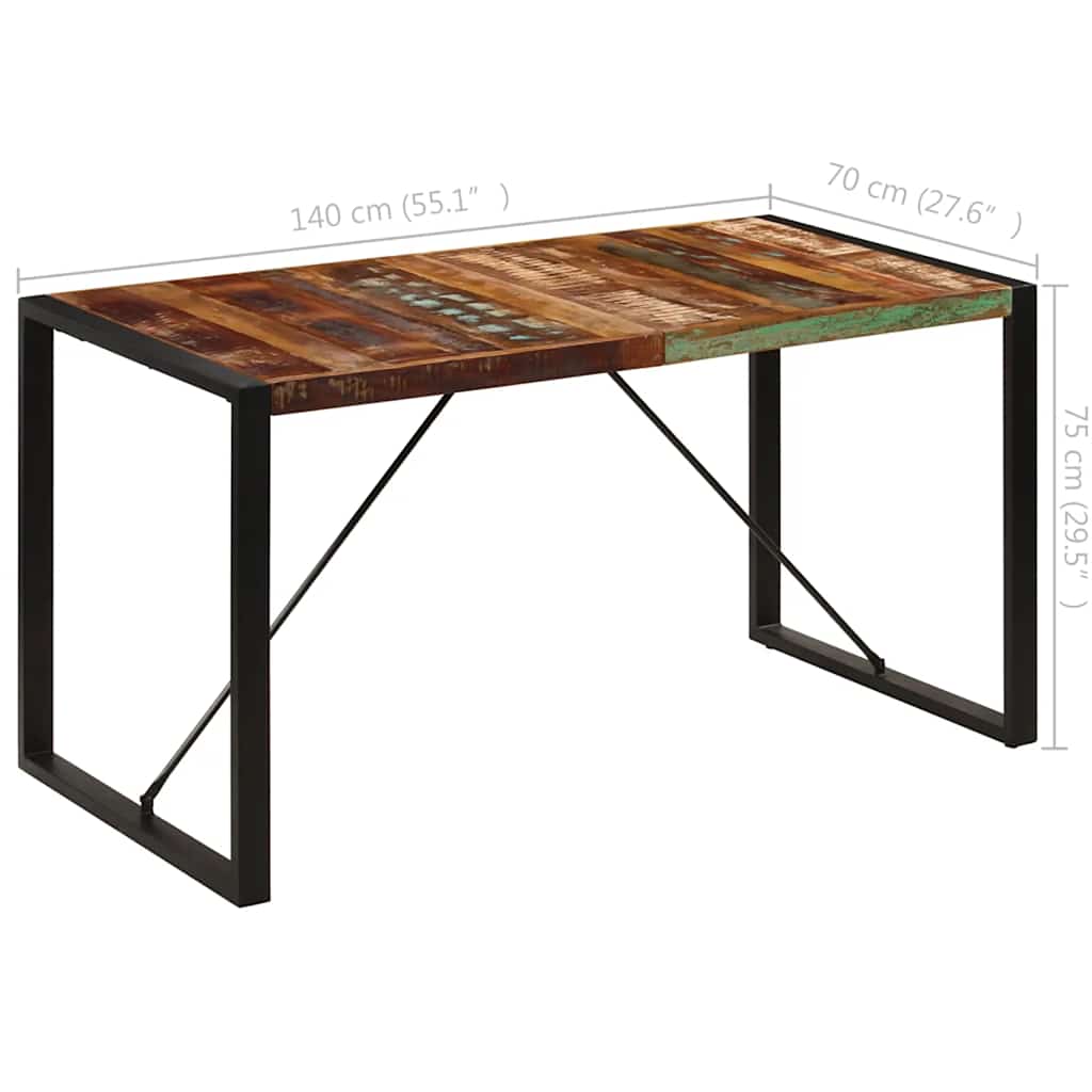 Table à manger 140x70x75 cm Bois de récupération massif - XIOS