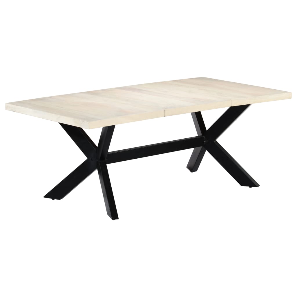 Table de salle à manger Blanc 200x100x75cm Bois manguier massif - XIOS