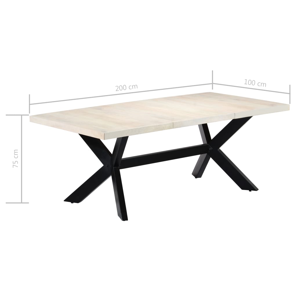 Table de salle à manger Blanc 200x100x75cm Bois manguier massif - XIOS