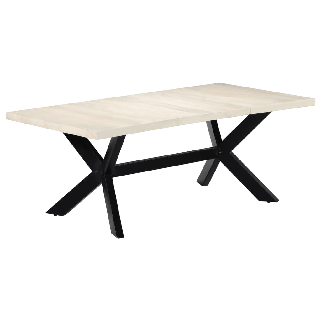 Table de salle à manger Blanc 200x100x75cm Bois manguier massif - XIOS