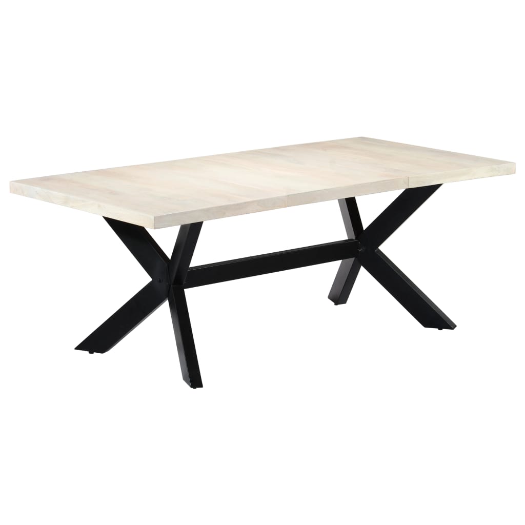 Table de salle à manger Blanc 200x100x75cm Bois manguier massif - XIOS