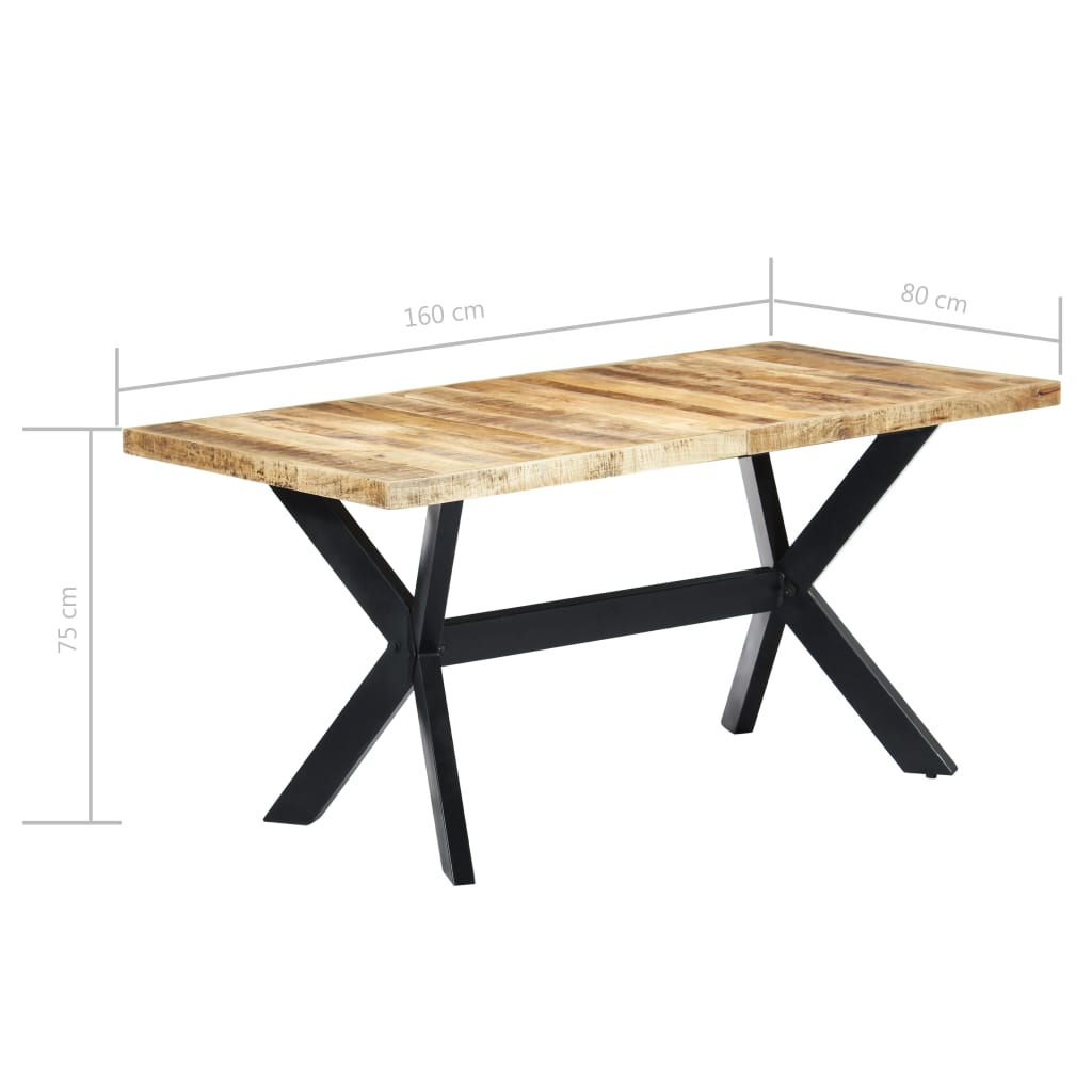 Table à manger 160x80x75 cm Bois de manguier massif brut - XIOS