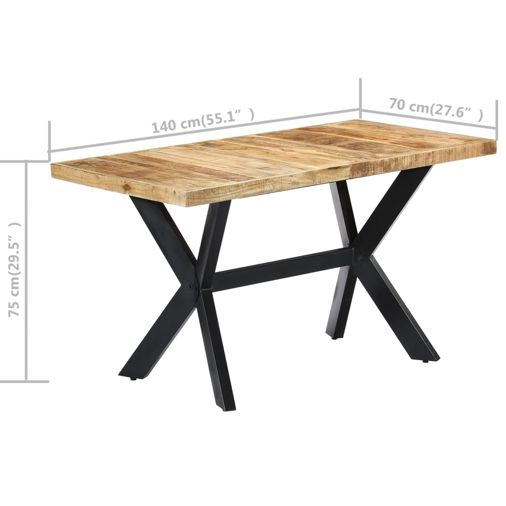 Table à manger 140x70x75 cm Bois de manguier massif brut - XIOS