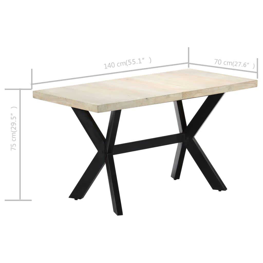 Table à dîner 140 x 70 x 75 cm Bois de manguier massif blanchi - XIOS