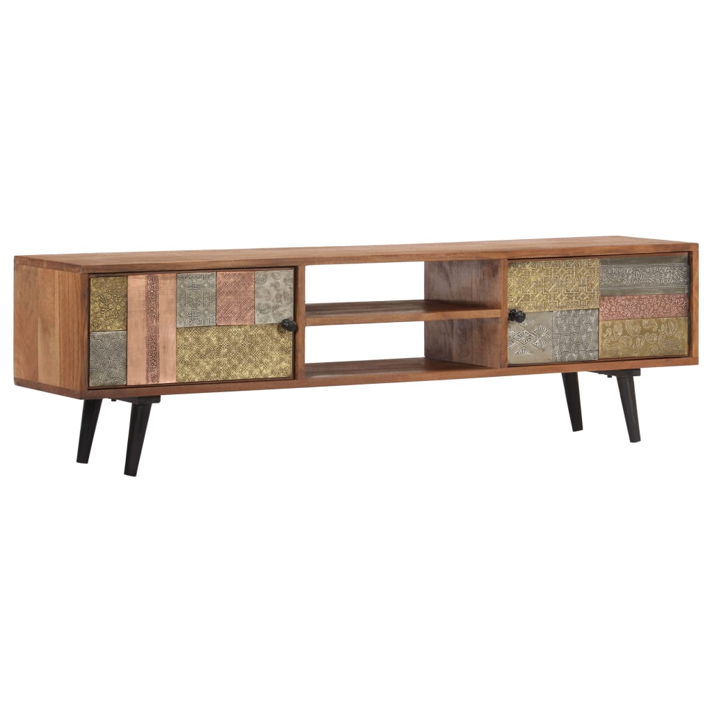 Meuble TV 140x30x40 cm Bois solide d'acacia - XIOS