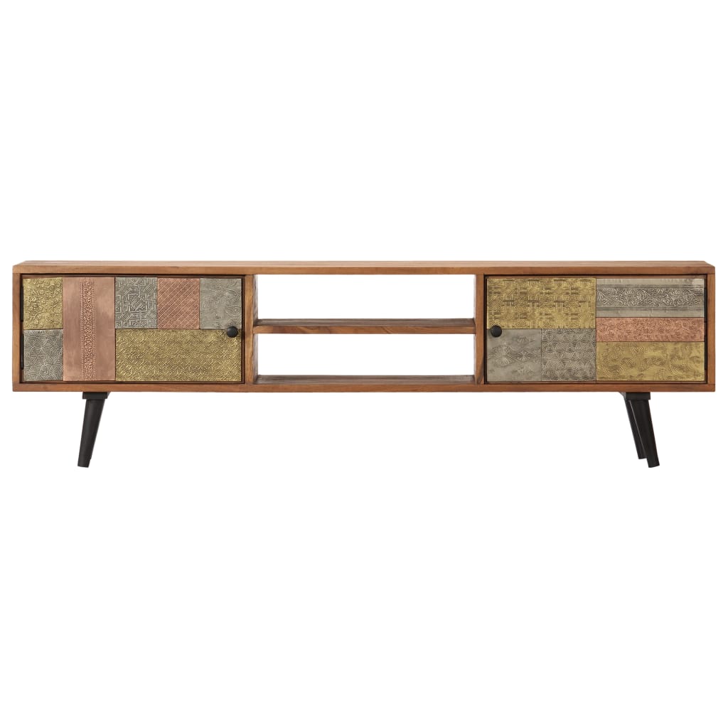 Meuble TV 140x30x40 cm Bois solide d'acacia - XIOS