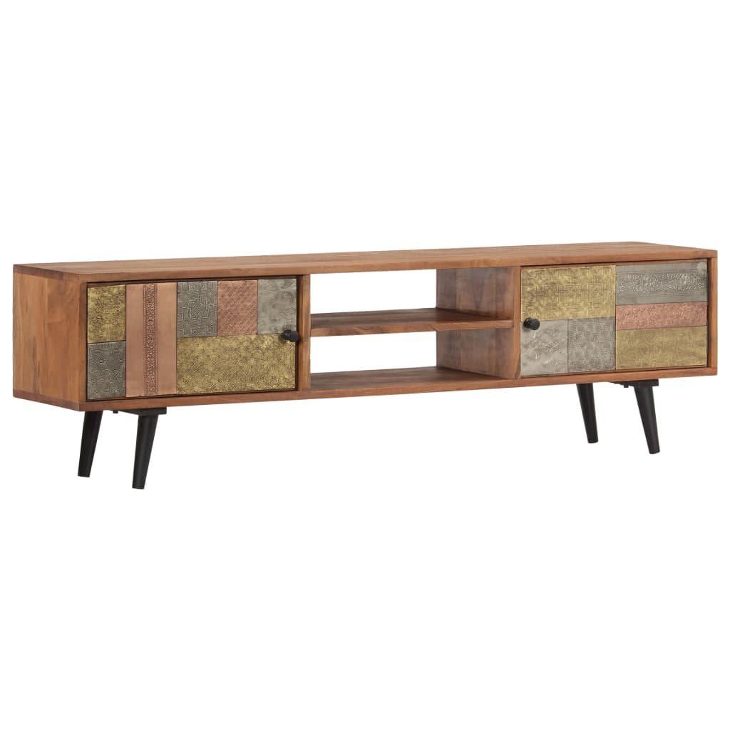 Meuble TV 140x30x40 cm Bois solide d'acacia - XIOS