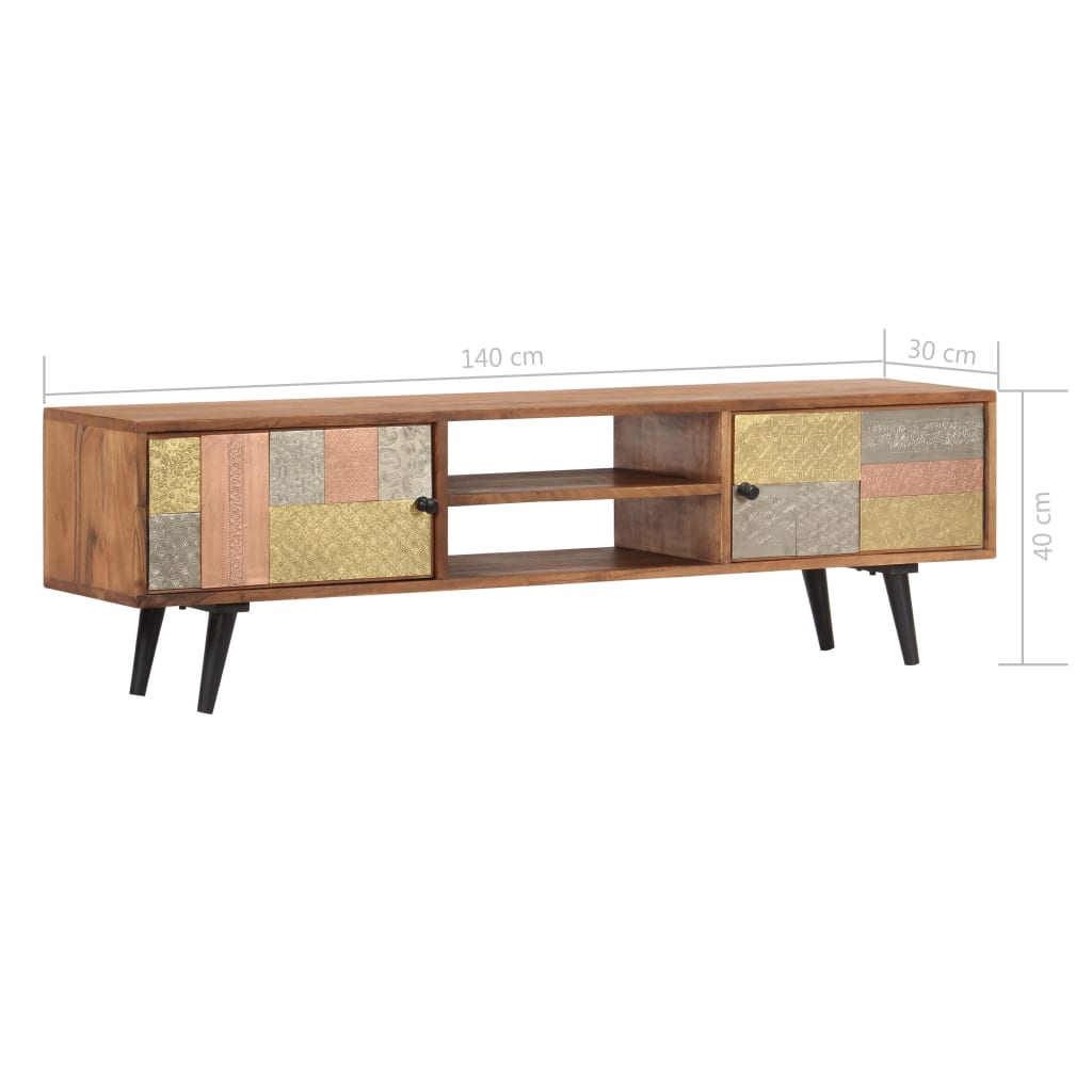 Meuble TV 140x30x40 cm Bois solide d'acacia - XIOS