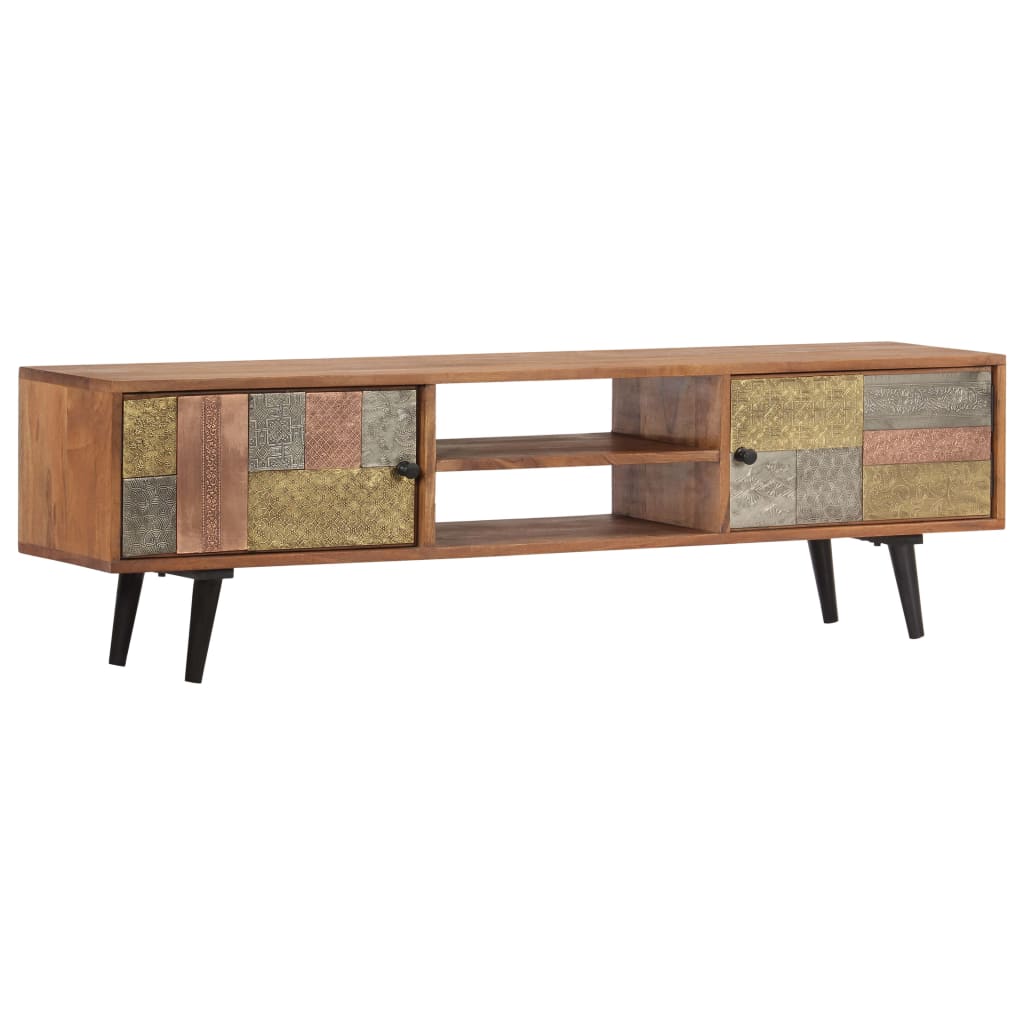 Meuble TV 140x30x40 cm Bois solide d'acacia - XIOS