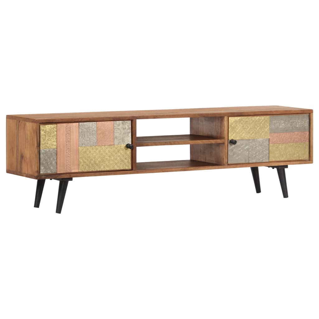 Meuble TV 140x30x40 cm Bois solide d'acacia - XIOS