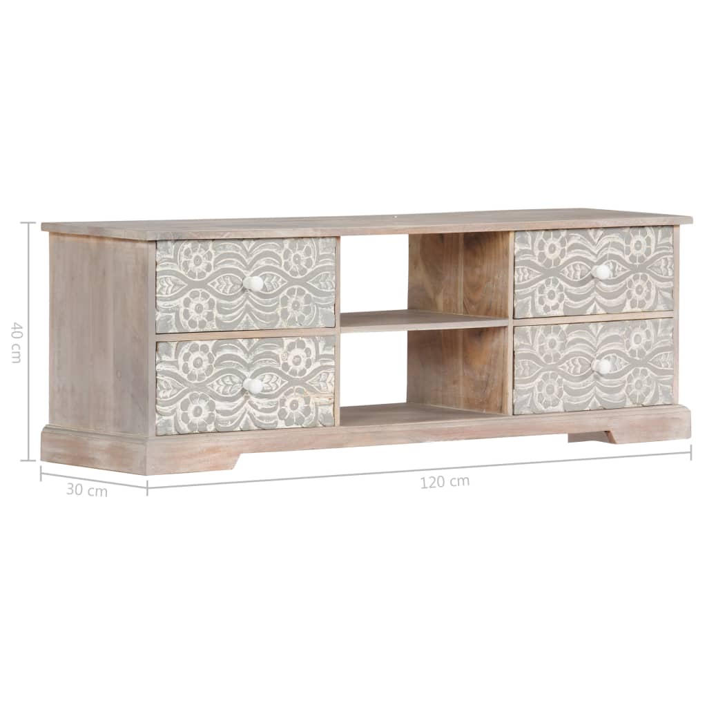 Meuble TV 120x30x40 cm Bois d'acacia massif - XIOS