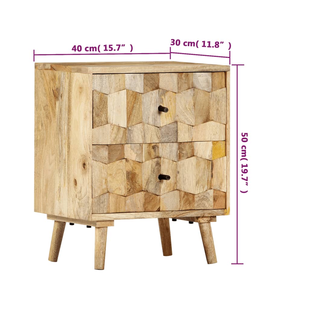 Table de chevet 40x30x50 cm Bois de manguier massif - XIOS