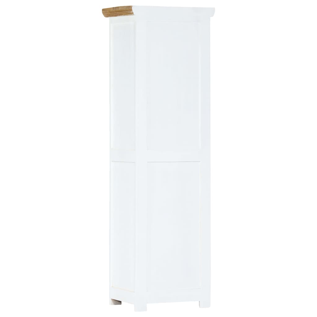Buffet Blanc et marron 40x30x128cm Bois de manguier solide brut