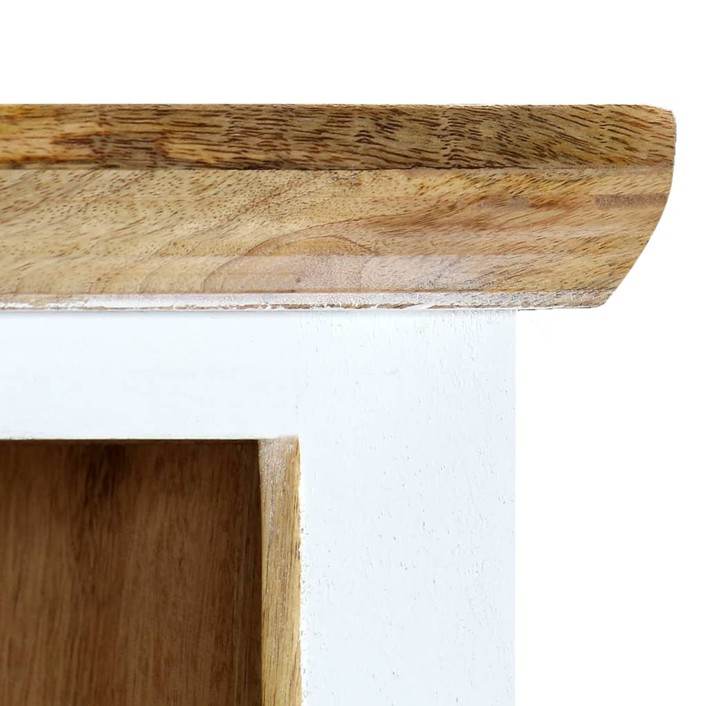 Buffet Blanc et marron 40x30x128cm Bois de manguier solide brut