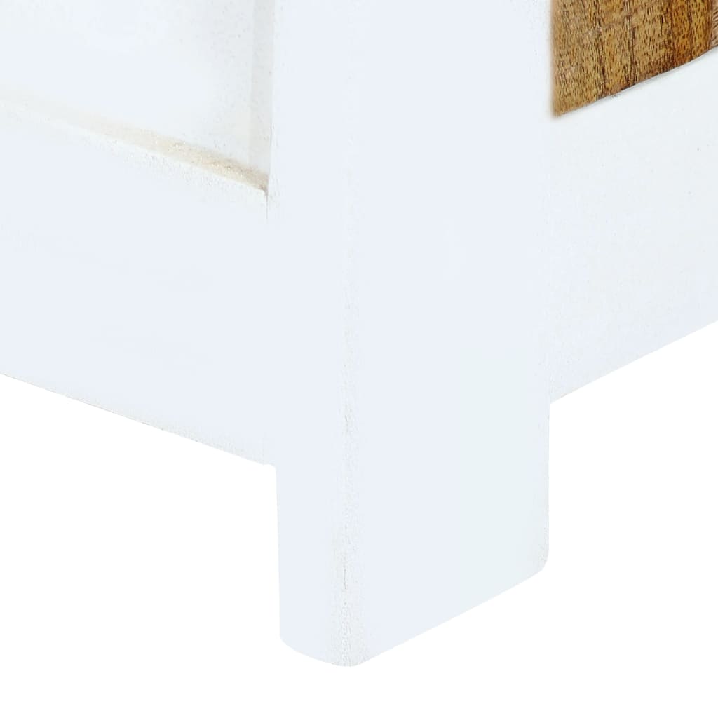 Buffet Blanc et marron 40x30x128cm Bois de manguier solide brut