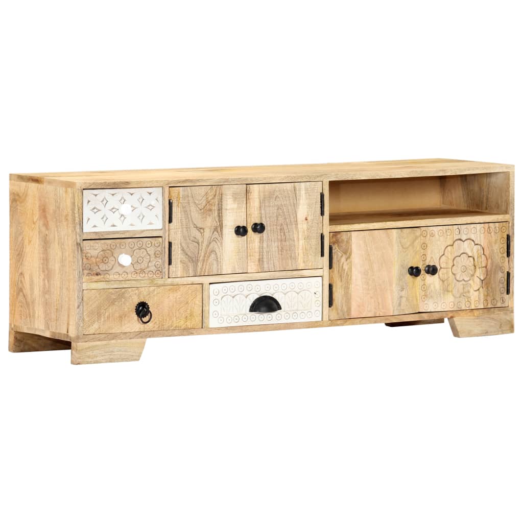 Meuble TV 120x30x40 cm Bois massif de manguier - XIOS