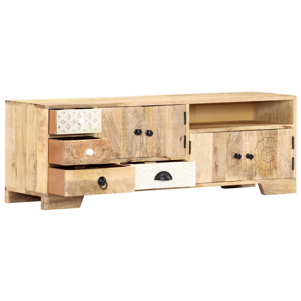 Meuble TV 120x30x40 cm Bois massif de manguier - XIOS