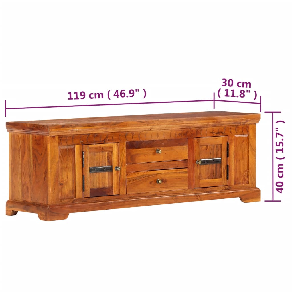 Meuble TV 119x30x40 cm Bois d'acacia massif - XIOS
