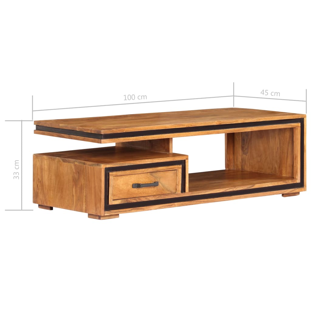 Table basse 100x45x33 cm Bois d'acacia massif - XIOS