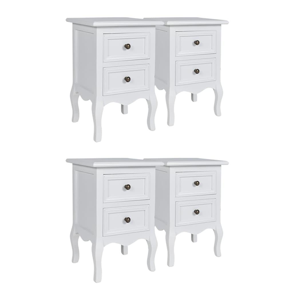 Tables de chevet 4 pcs avec 2 tiroirs MDF Blanc - XIOS