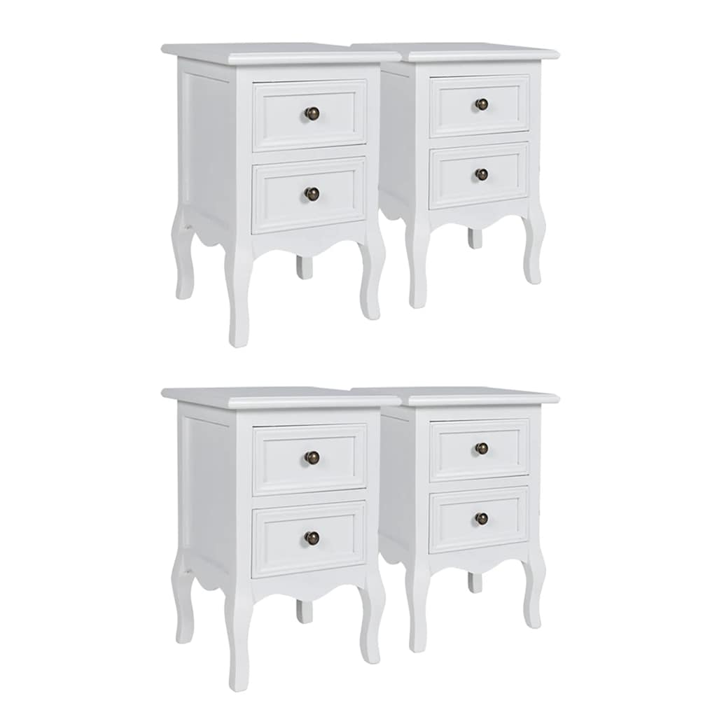 Tables de chevet 4 pcs avec 2 tiroirs MDF Blanc - XIOS