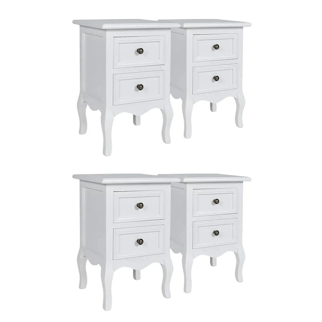 Tables de chevet 4 pcs avec 2 tiroirs MDF Blanc - XIOS