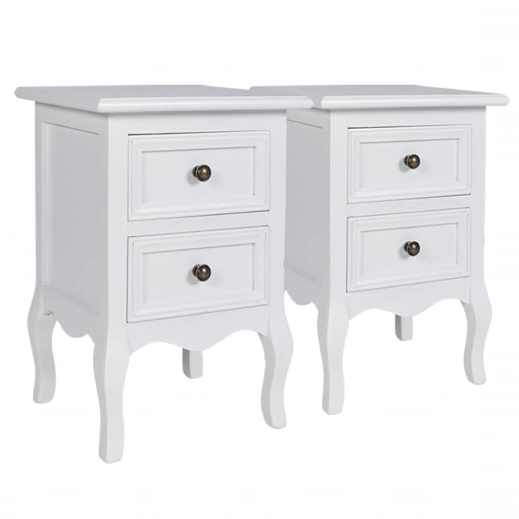 Tables de chevet 4 pcs avec 2 tiroirs MDF Blanc - XIOS