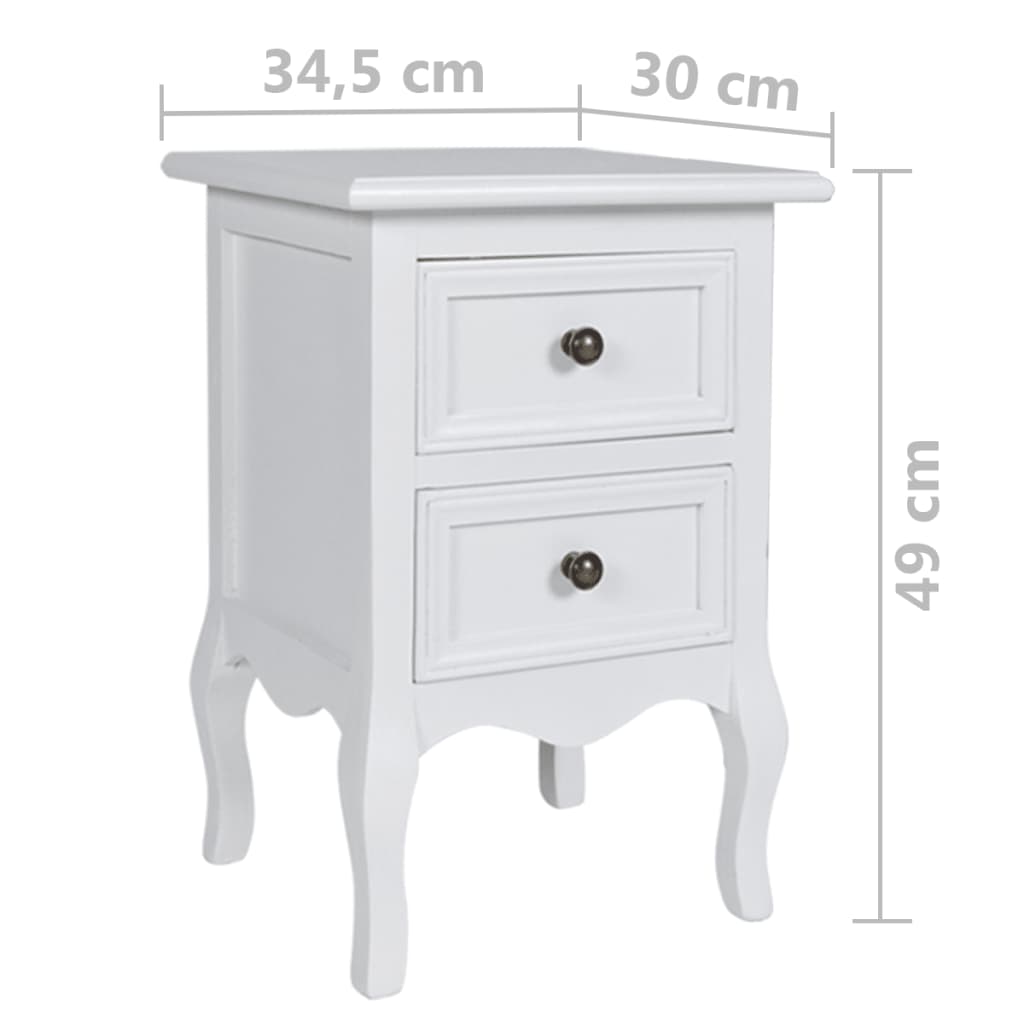 Tables de chevet 4 pcs avec 2 tiroirs MDF Blanc - XIOS