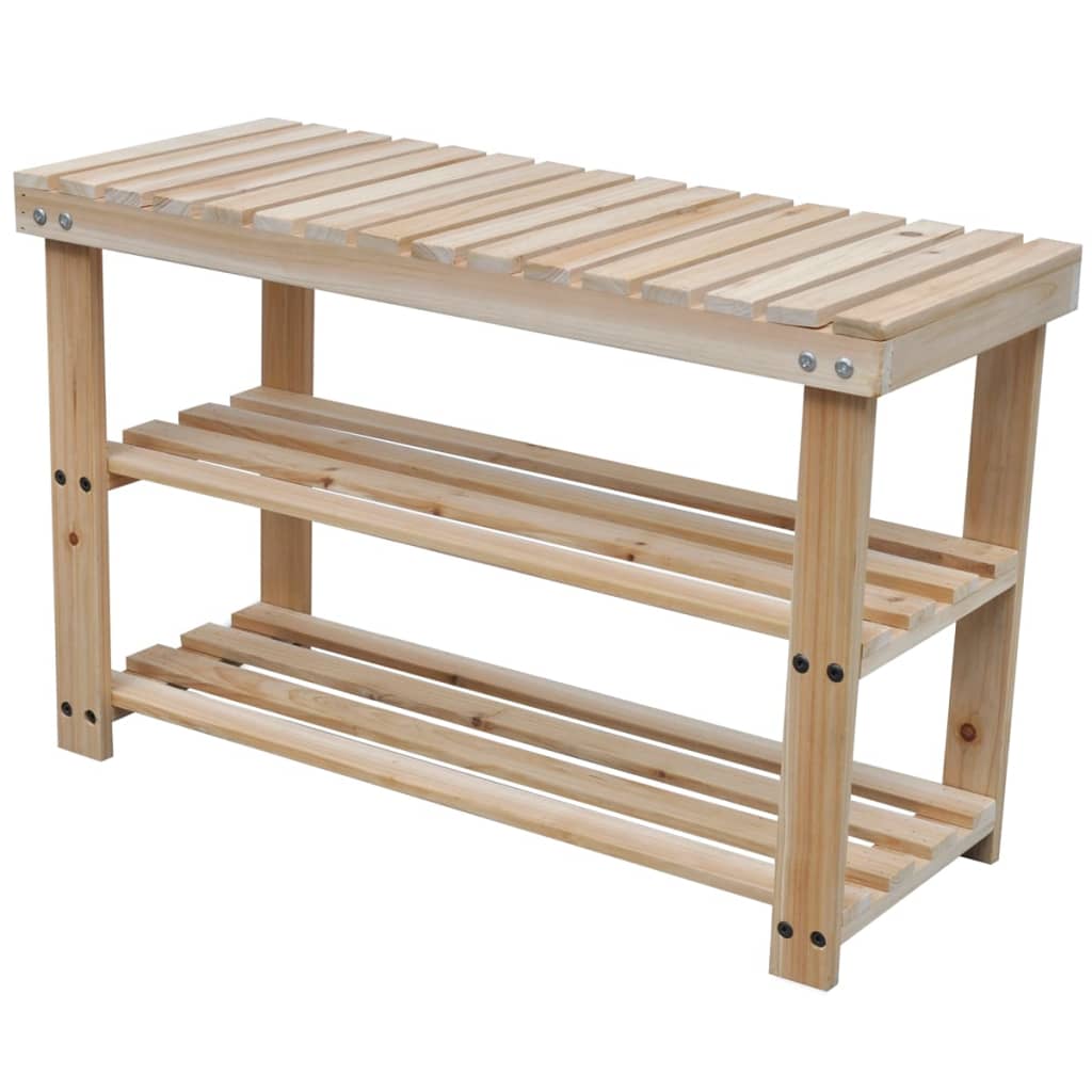 Étagère à chaussures 2 en 1 avec dessus banc 2 pcs Bois massif - XIOS