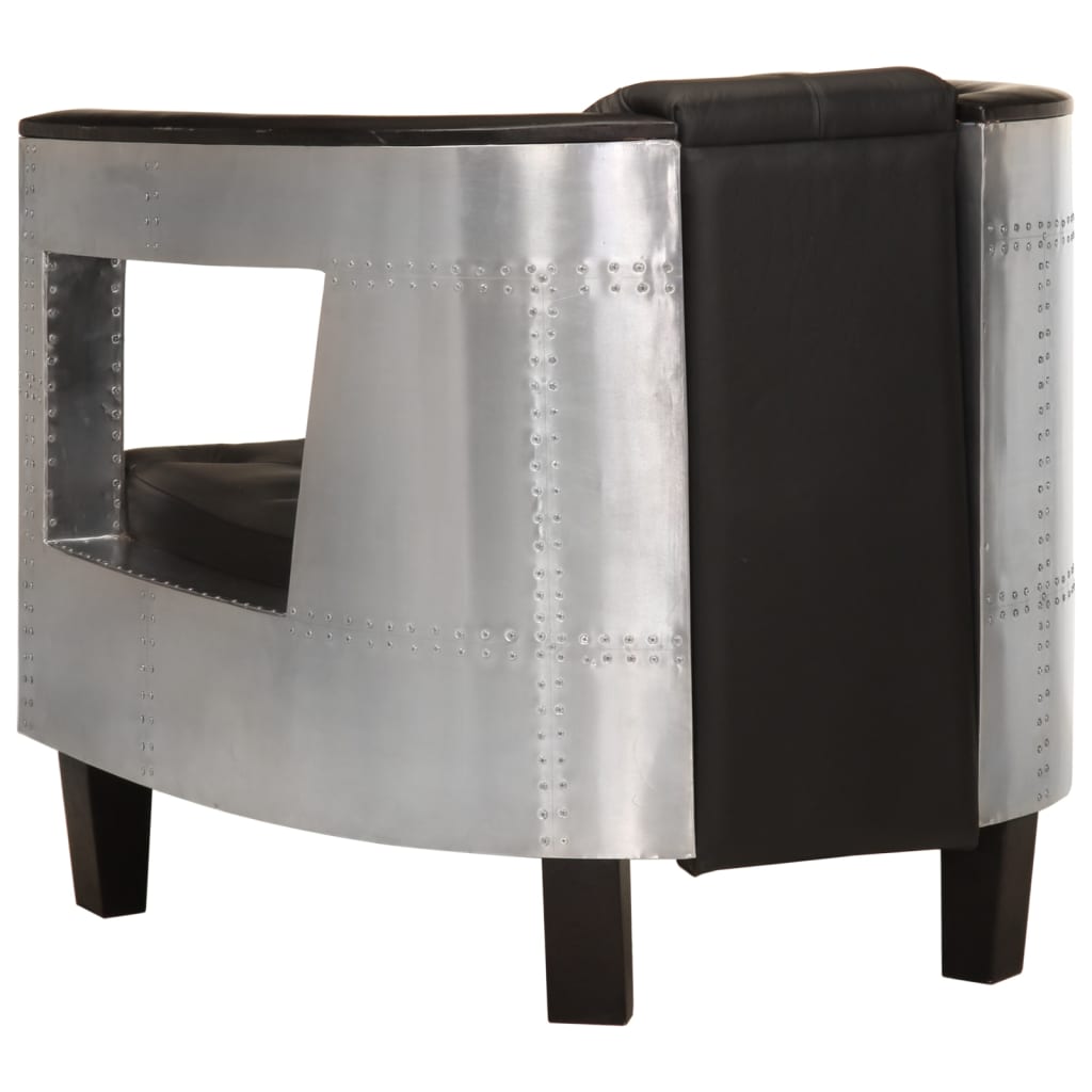 Fauteuil en style d'aviation noir cuir véritable - XIOS