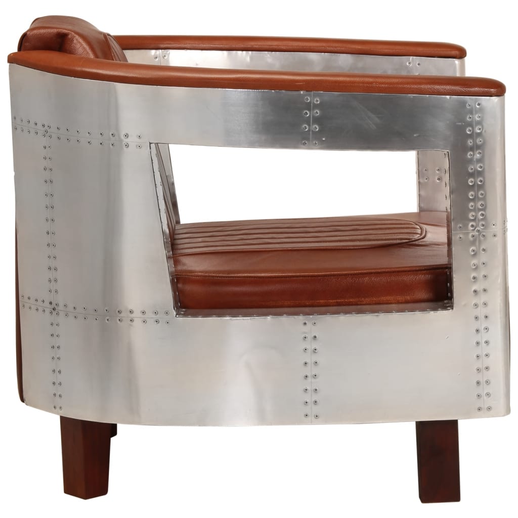 Fauteuil en style d'aviation marron cuir véritable - XIOS