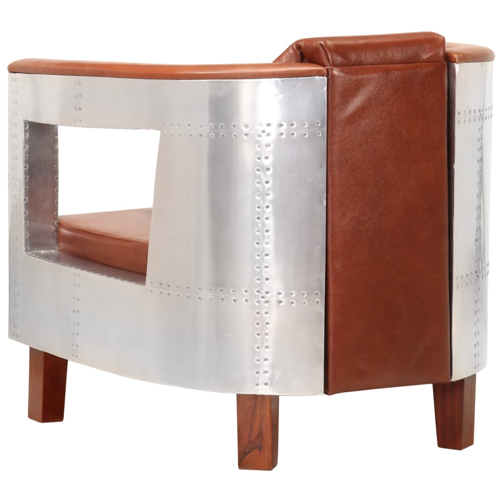 Fauteuil en style d'aviation marron cuir véritable - XIOS