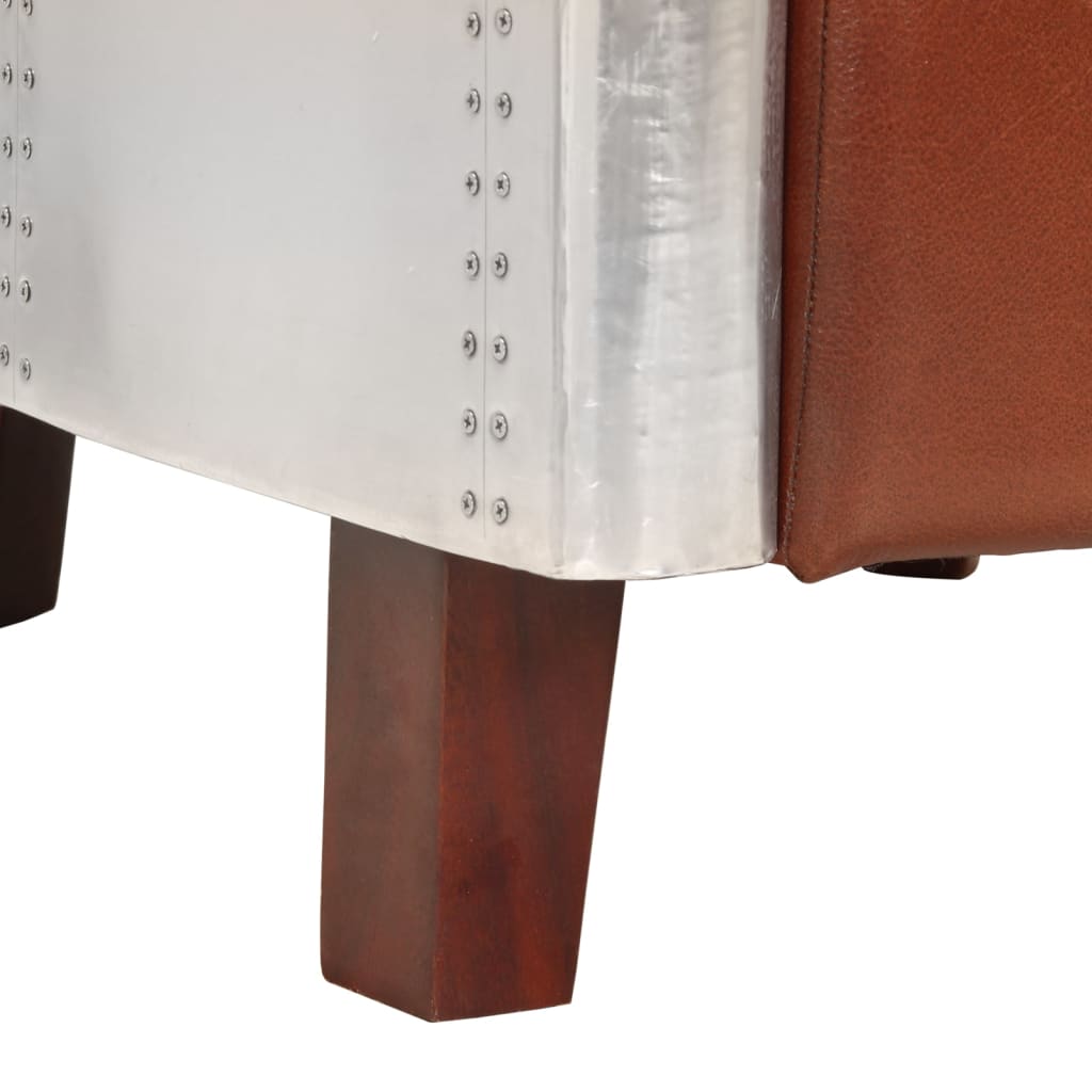 Fauteuil en style d'aviation marron cuir véritable - XIOS