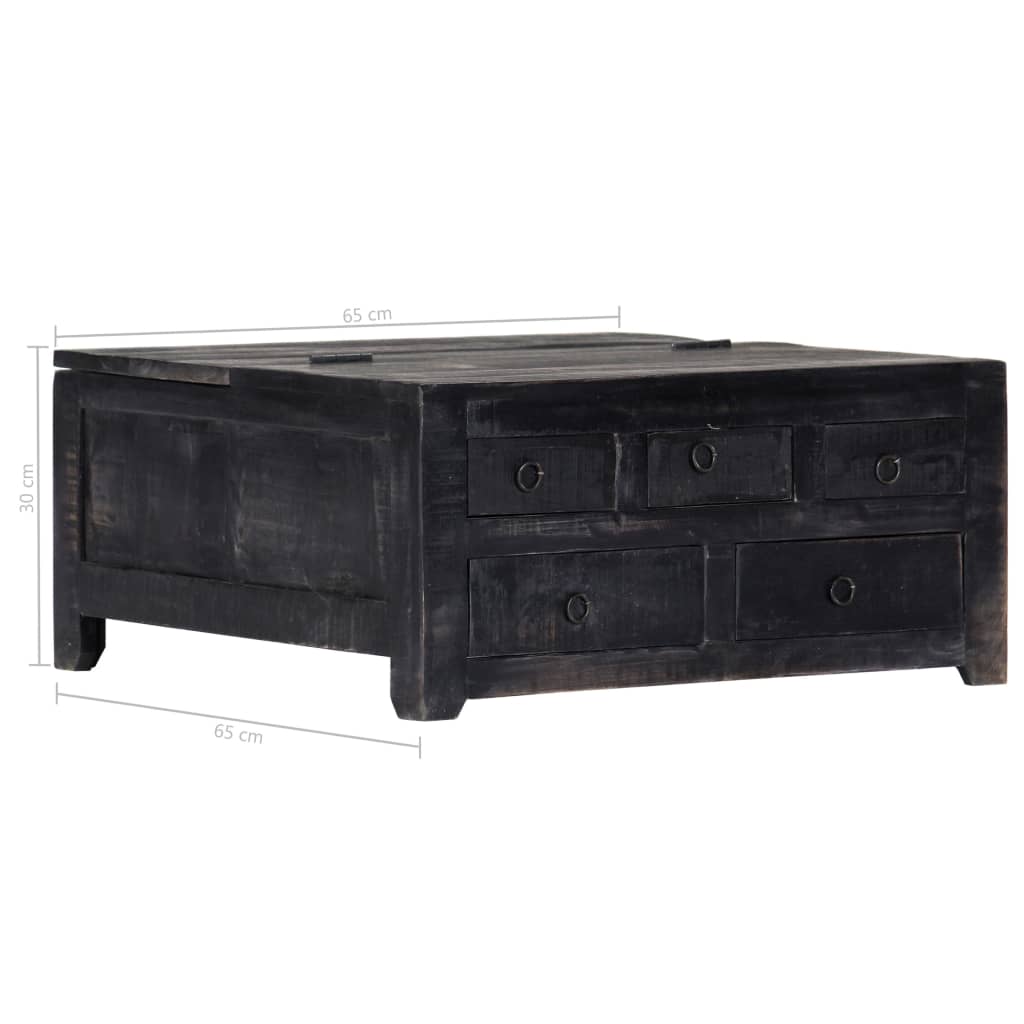 Table basse Noir 65x65x30 cm Bois de manguier massif - XIOS