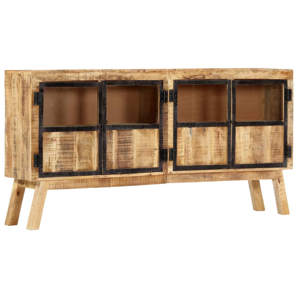 Buffet Marron et noir 160x30x80 cm Bois de manguier solide brut - XIOS