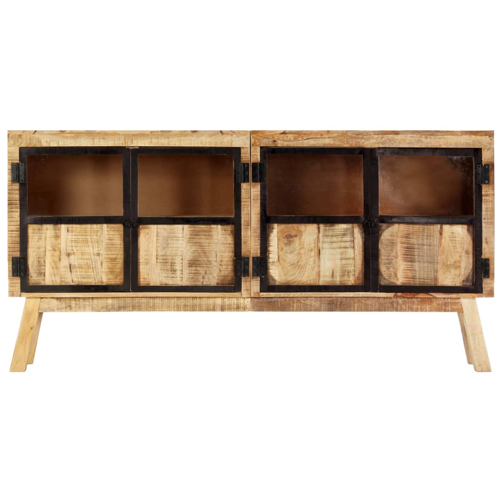 Buffet Marron et noir 160x30x80 cm Bois de manguier solide brut - XIOS