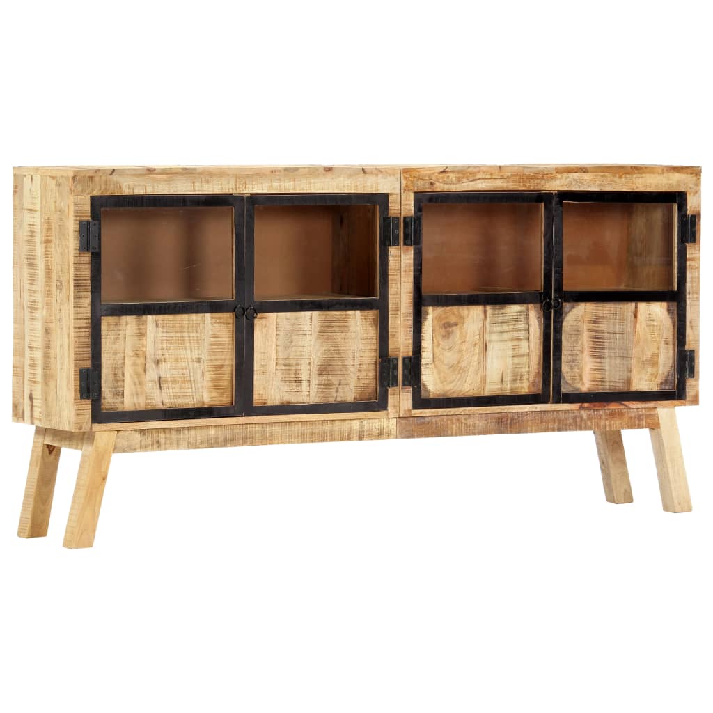 Buffet Marron et noir 160x30x80 cm Bois de manguier solide brut - XIOS
