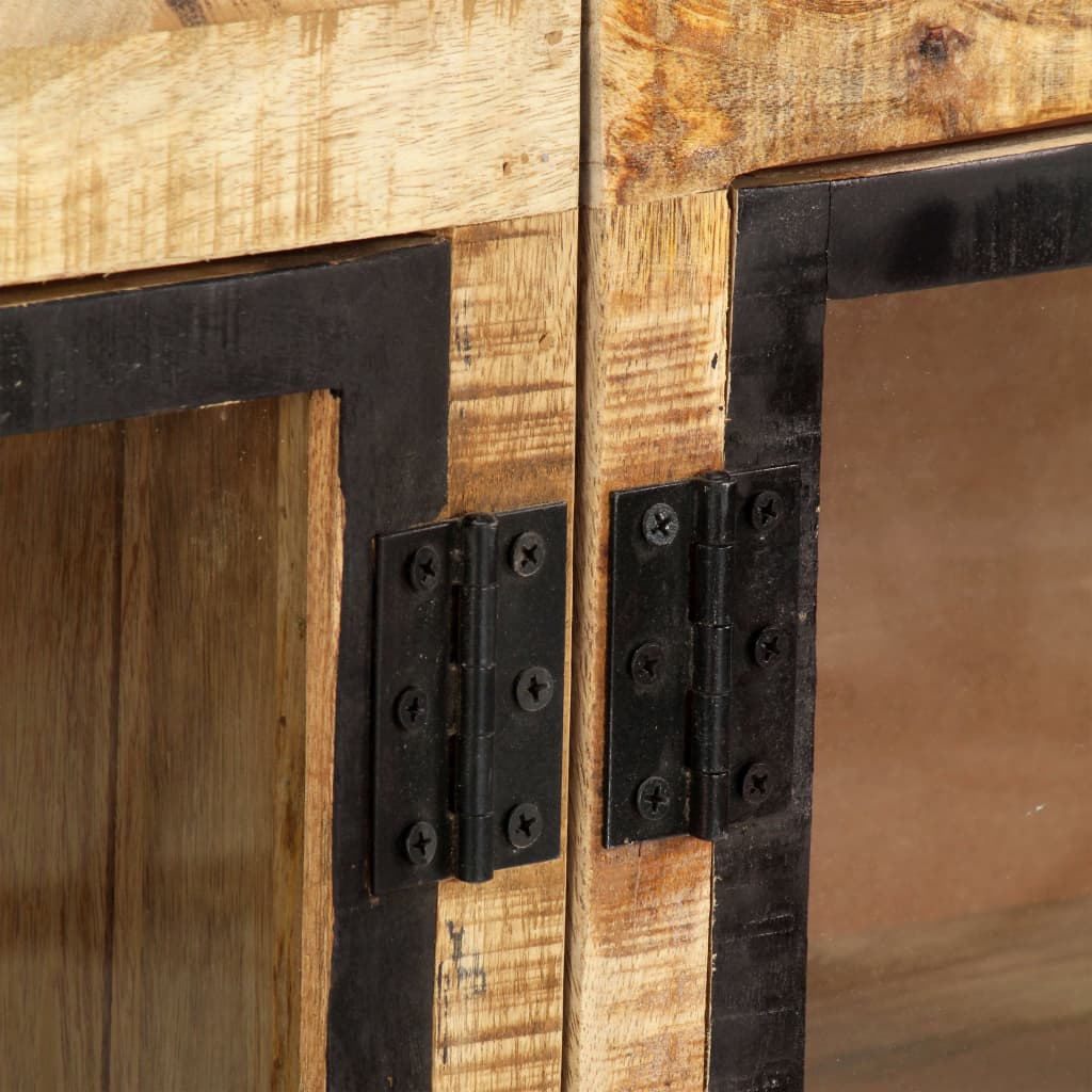 Buffet Marron et noir 160x30x80 cm Bois de manguier solide brut - XIOS