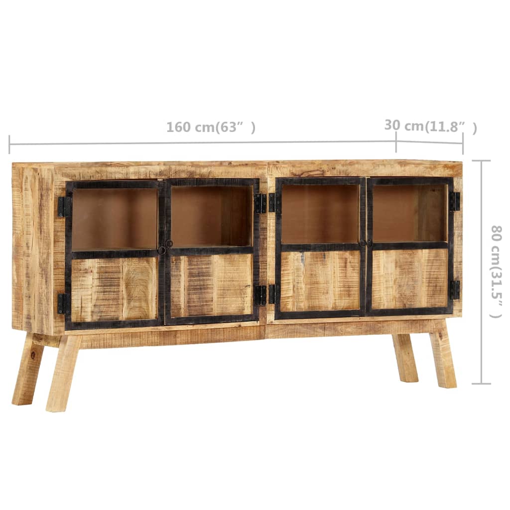 Buffet Marron et noir 160x30x80 cm Bois de manguier solide brut - XIOS