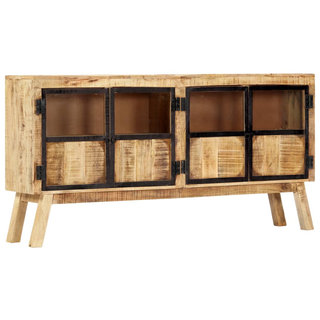 Buffet Marron et noir 160x30x80 cm Bois de manguier solide brut - XIOS