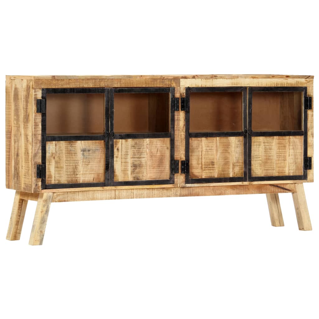 Buffet Marron et noir 160x30x80 cm Bois de manguier solide brut - XIOS