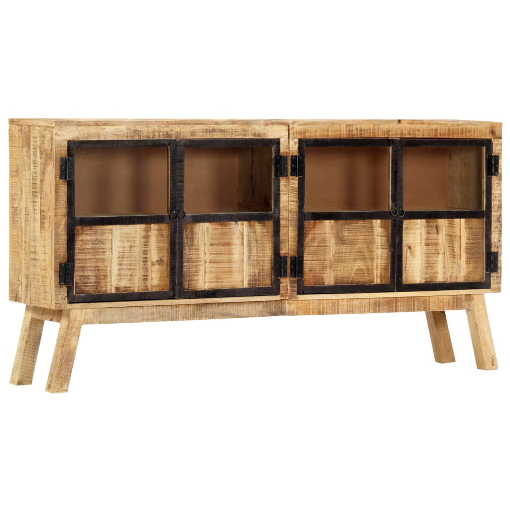 Buffet Marron et noir 160x30x80 cm Bois de manguier solide brut - XIOS